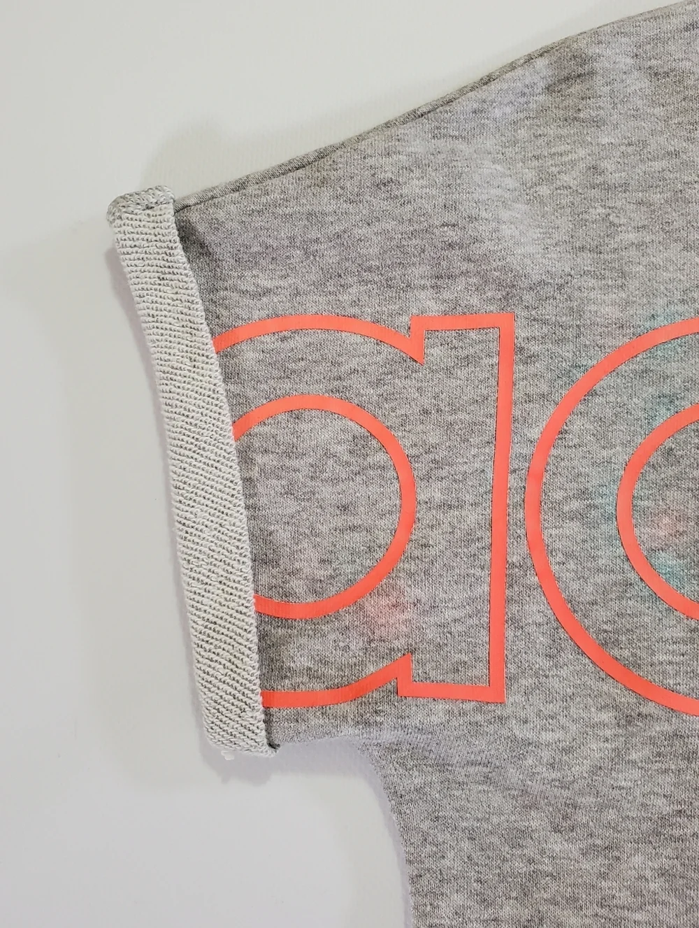 Adidas Girls Big Logo Short Sleeve Sweatshirt Top Gray Pink Orange Size L 14